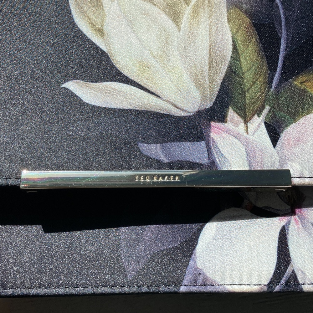 Ted Baker Satin Floral Black Clutch Purse - Picture 2 of 9
